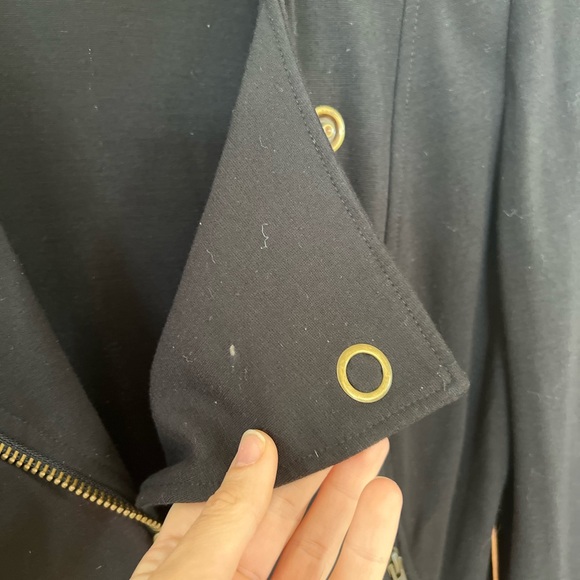 Cabi Black Ponte Knit Blazer Moto Jacket Coat Asymmetrical 615 Sz M - Picture 8 of 8